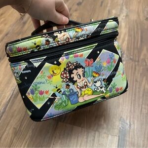 VTG Y2K 2003 Betty Boop Multicolor Garden Spring Floral Makeup Cosmetic Bag